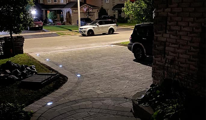 solar road studs are installed in the garden